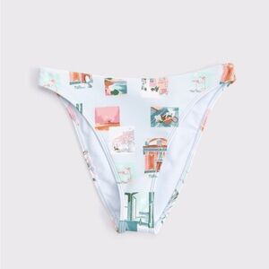 Abercrombie & Fitch Women’s Mid Rise High-Leg Moderate Blue Bikini Bottom Size M